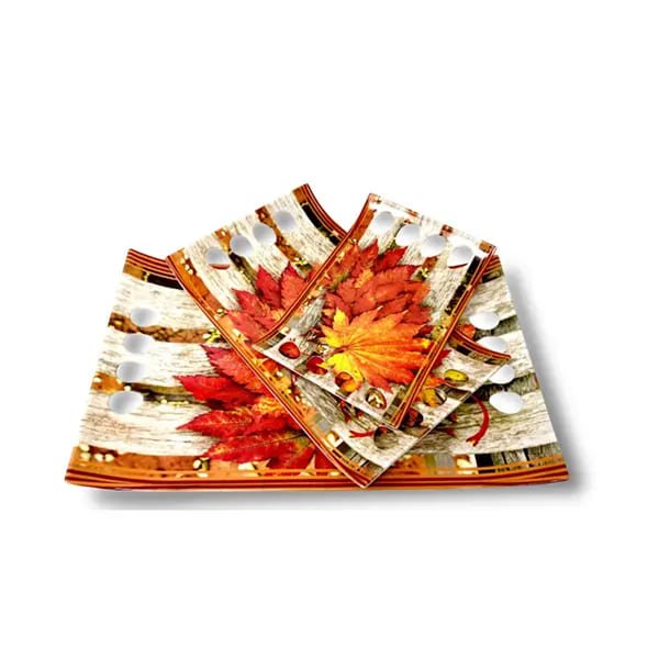 SND Homes Crystal Royale Series Melamine Serving Tray, Set of 3 (Small, Medium and Large Size | Multicoloured, White) - Image 3