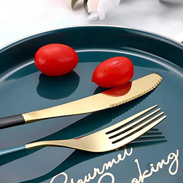 SND Homes Efficacy Fine Dining Cutlery, Made of SUS 304, Spoon/Forks/Knives (6 X Green Gold Fork) - Image 3