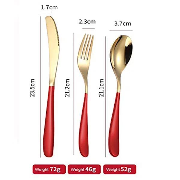SND Homes Efficacy Fine Dining Cutlery, Made of SUS 304, Spoon/Forks/Knives (6 X Red Gold Fork) - Image 4