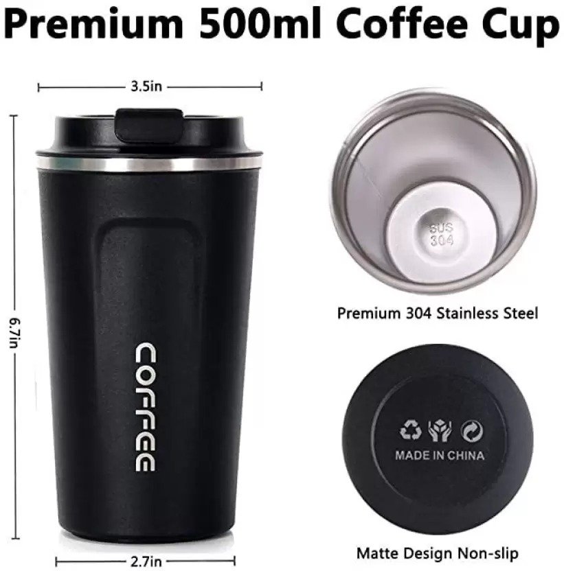 Hot Tea Coffee Mug, hoard Vacuum Insulated Stainless Steel Tumbler Double Walled Mug 510 ml Sipper-Dark grey steel - Image 3