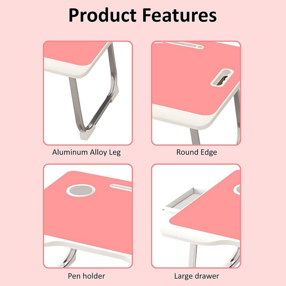 SND Homes Wood Portable Laptop Table (Finish Color - Combination-Pink, Pre Assembled) - Image 2