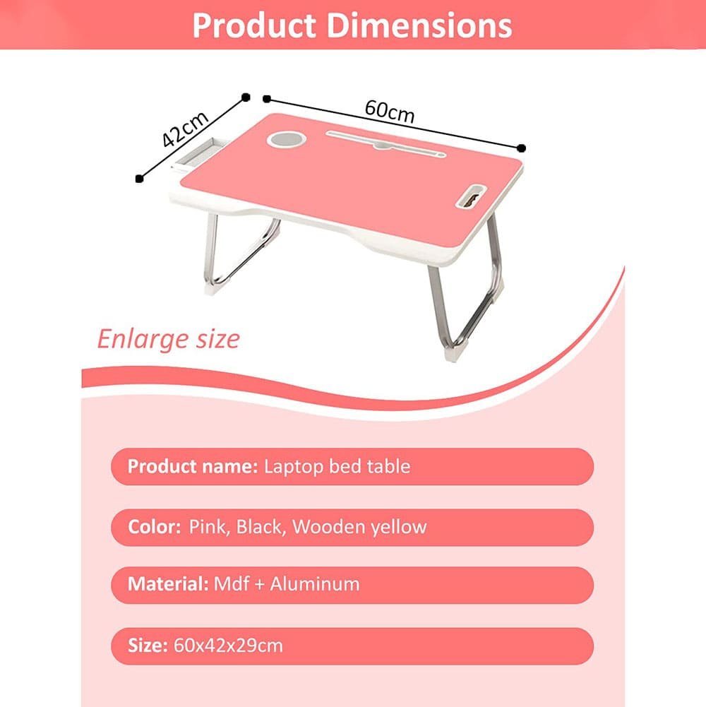 SND Homes Wood Portable Laptop Table (Finish Color - Combination-Pink, Pre Assembled) - Image 3