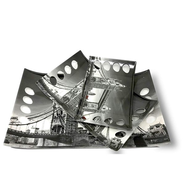 SND Homes Star Series Crystal Melamine Serving Tray (Small, Medium and Large Size, Multicolour) - Set of 3