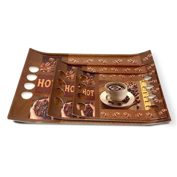 SND Homes Crystal Melamine Serving Royale Series Tray - Set of 3 (Multicoloured, White, Small, Medium and Large Size) - Image 3