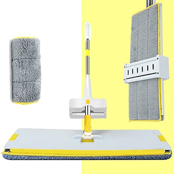 SND Homes Slider Squeeze Mop- New Revolutionary Way of Home Cleaning, Cleans Horizontally and Vertically, Ultra Thick Super Absorbent Microfiber Technology (1+1 Microfiber Refill) (Large Yellow)