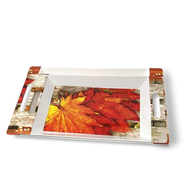 SND Homes Crystal Roseate Series Melamine Serving Tray (Medium and Large Size, Multicolour) - Set of 2 - Image 3