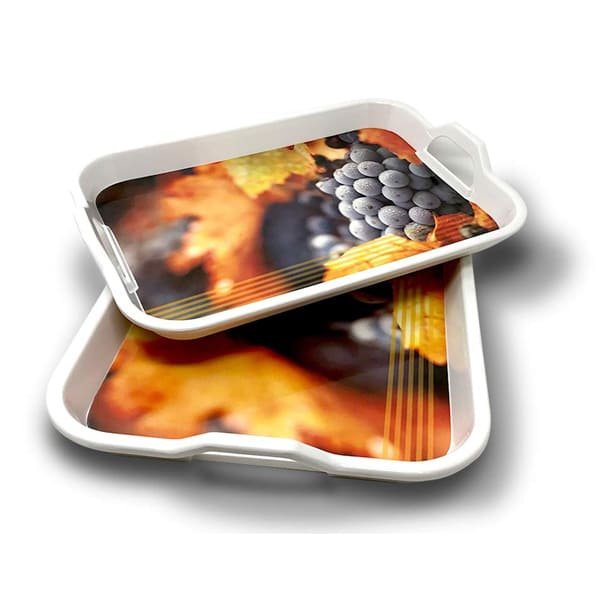 SND Homes Classic Series Crystal Melamine Serving Tray (Medium and Large Size, Multicolour) - Set of 2