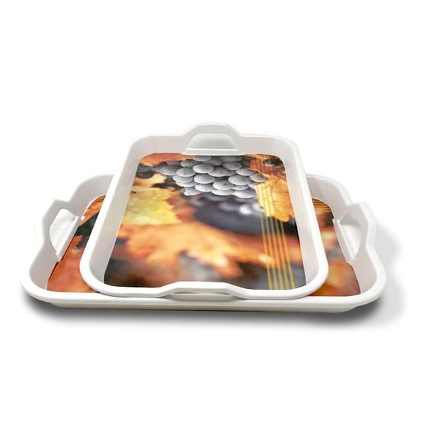 SND Homes Classic Series Crystal Melamine Serving Tray (Medium and Large Size, Multicolour) - Set of 2 - Image 2