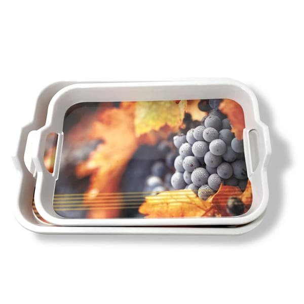 SND Homes Classic Series Crystal Melamine Serving Tray (Medium and Large Size, Multicolour) - Set of 2 - Image 3