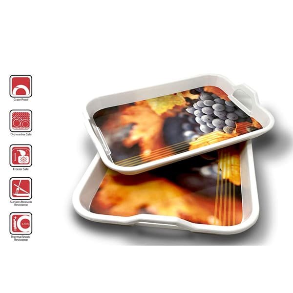 SND Homes Classic Series Crystal Melamine Serving Tray (Medium and Large Size, Multicolour) - Set of 2 - Image 5