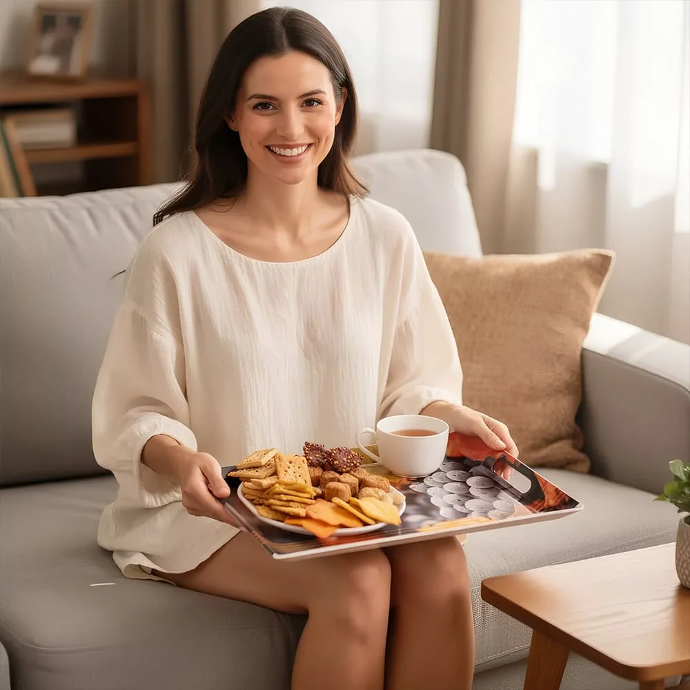 SND Homes Ocean Modern Designs Melamine Break Resistant Serving Tray (Size, Medium, Large) -Set of 3 - Image 4