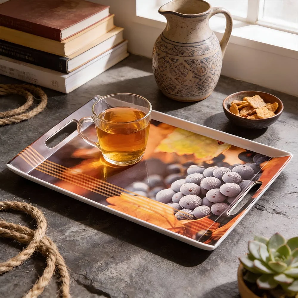 SND Homes Ocean Modern Designs Melamine Break Resistant Serving Tray (Size, Medium, Large) -Set of 3 - Image 5