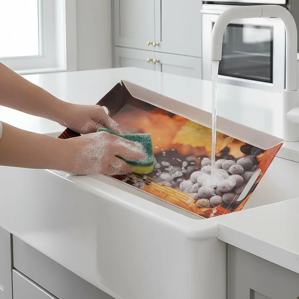 SND Homes Ocean Modern Designs Melamine Break Resistant Serving Tray (Size, Medium, Large) -Set of 3 - Image 6