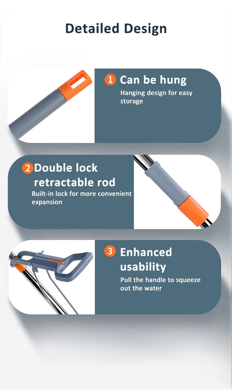 SND Homes Pureatic Upgraded Hands-Free Nano Sponge Mop with Flexible Head and Super-Absorbent Pad (White, 38X12.5 cm) - Image 2