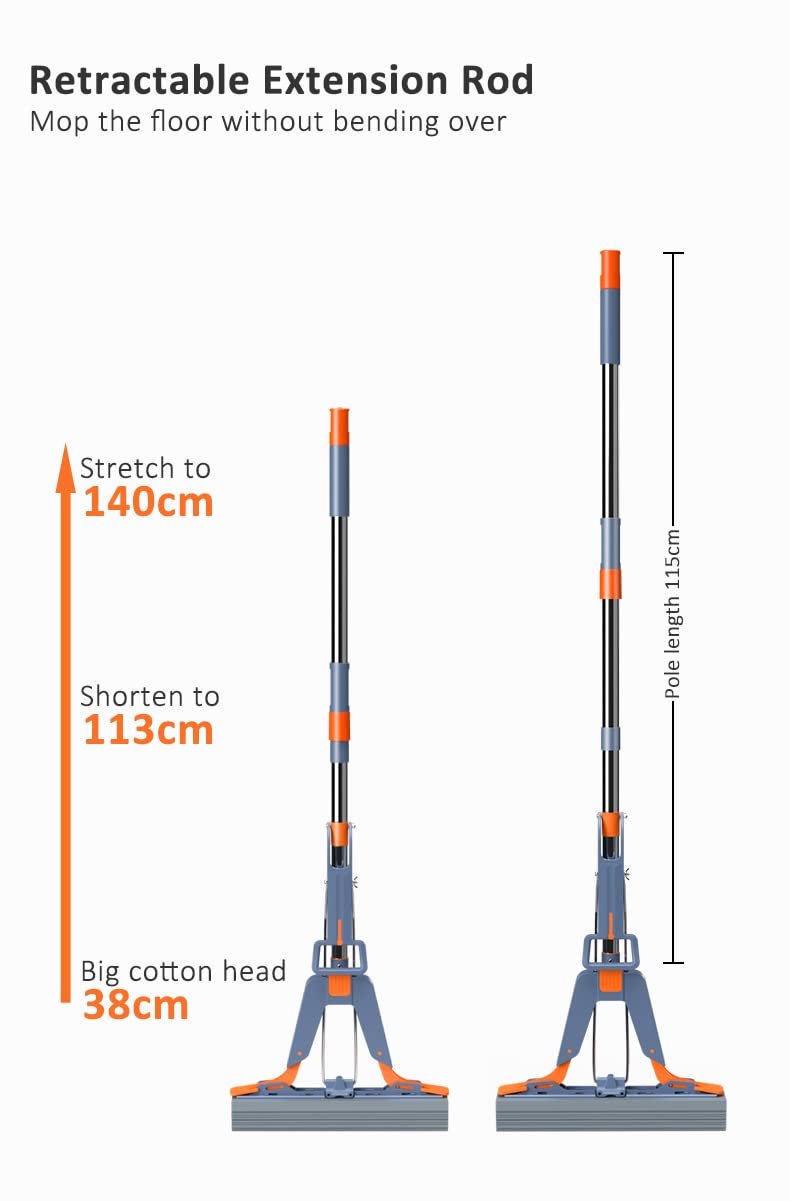 SND Homes Pureatic Upgraded Hands-Free Nano Sponge Mop with Flexible Head and Super-Absorbent Pad (White, 38X12.5 cm) - Image 4