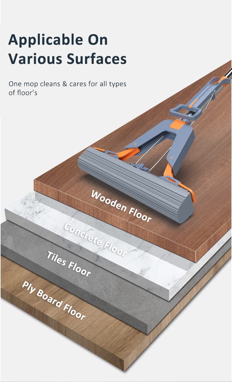 SND Homes Pureatic Upgraded Hands-Free Nano Sponge Mop with Flexible Head and Super-Absorbent Pad (White, 38X12.5 cm) - Image 5