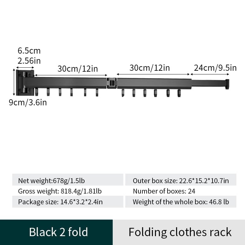SND Home Wall Mounted Folding Clothes Drying Rack, Collapsible and Retractable Space Saver Heavy Duty Laundry Drying Rack with Towel Bar (Black) - Image 12