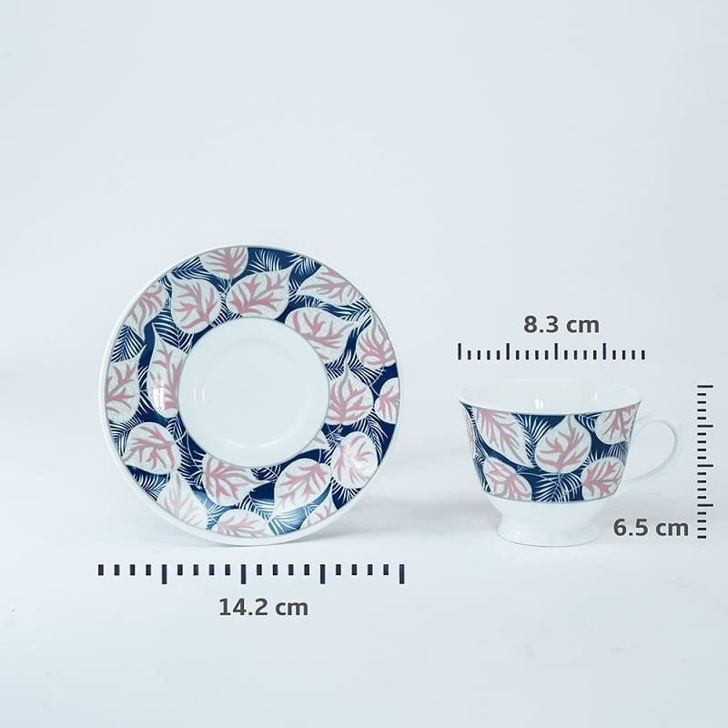 SND Homes Pack of 6 Bone China Cup & Saucer Set of 6 - Carpet Series (White) - Image 3