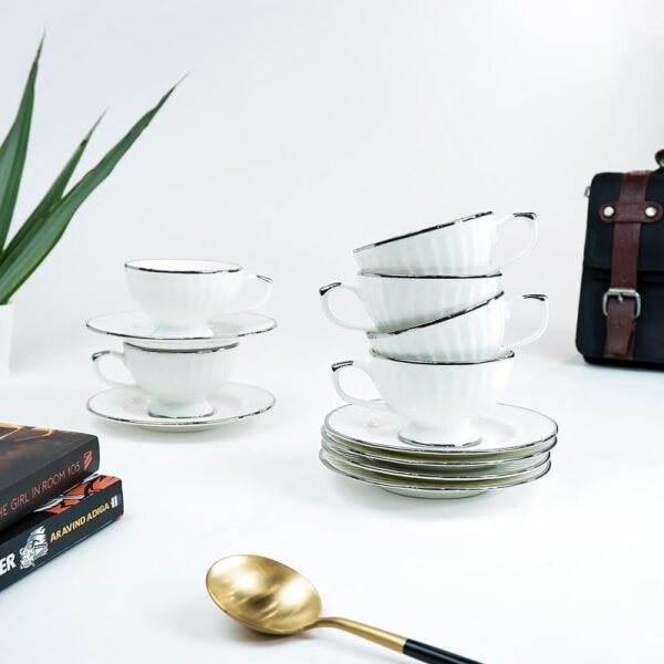 SND Homes Pack of 6 Bone China Cup & Saucer S…