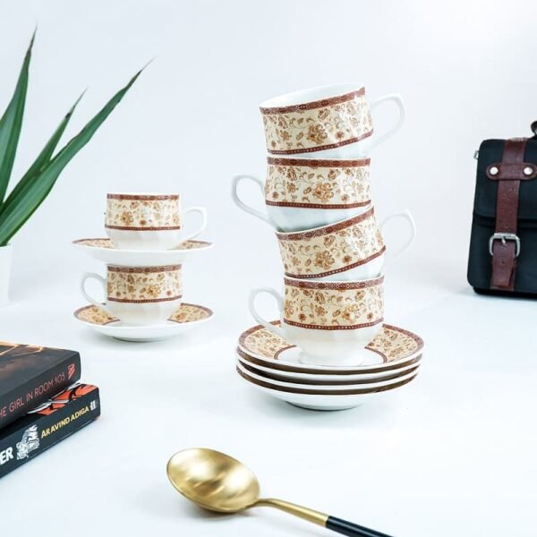 SND Homes Pack of 6 Bone China Cup & Saucer S…