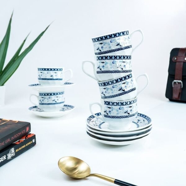 SND Homes Pack of 6 Bone China Cup & Saucer S…