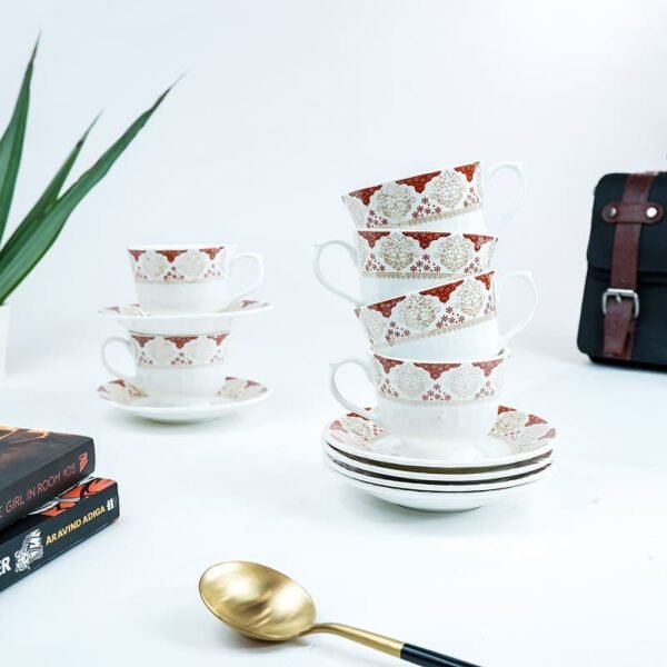 SND Homes Pack of 6 Bone China Cup & Saucer S…