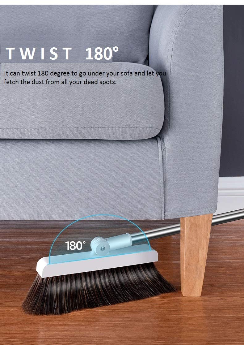 SND Homes Saver Combo: Flat Spin Super-absorbent Microfiber Pads Mop with Bucket and Standing Rotatable Broom Sweep Set ( 38X12.5 cm, Green) - Image 3