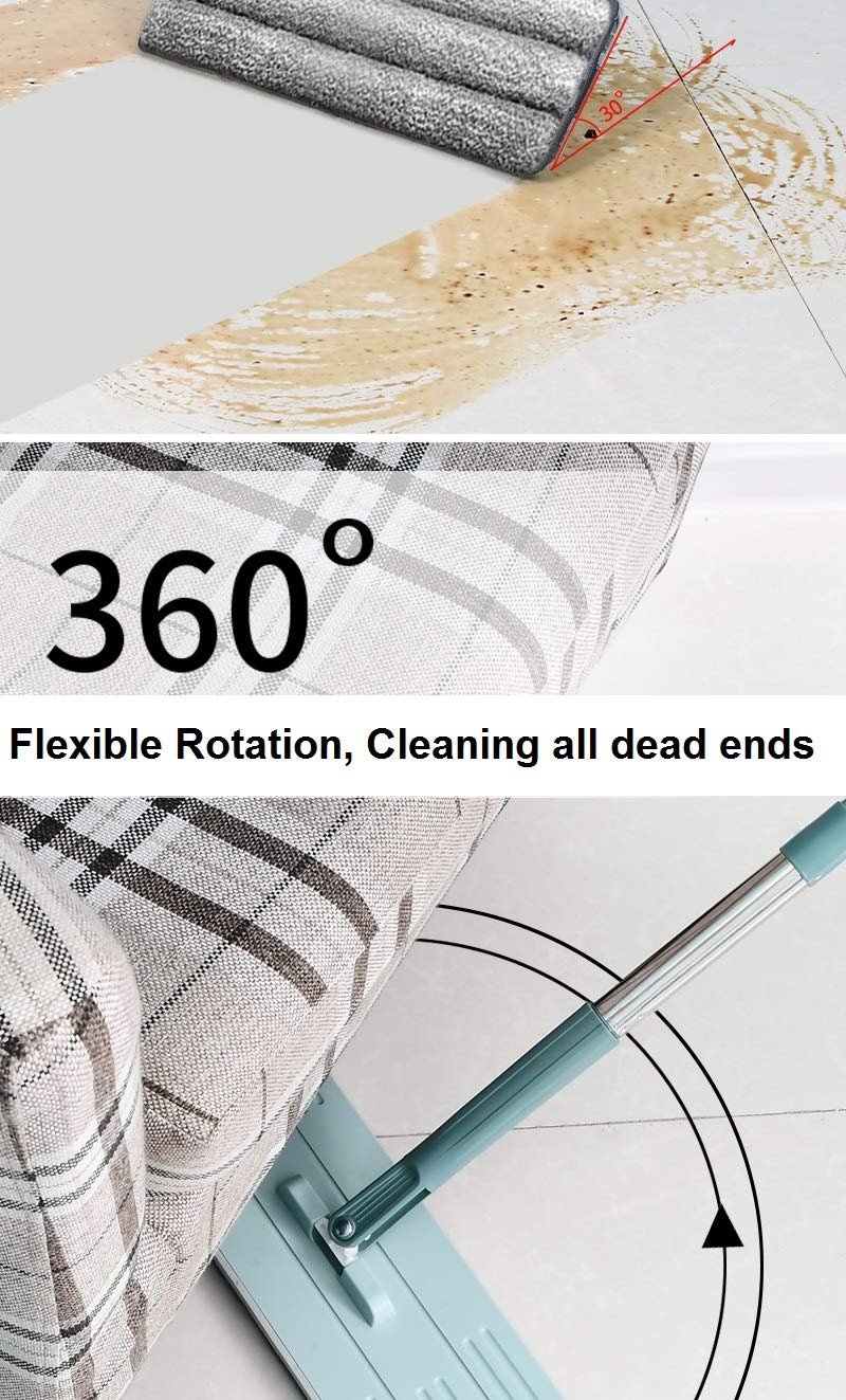 SND Homes Saver Combo: Flat Spin Super-absorbent Microfiber Pads Mop with Bucket and Standing Rotatable Broom Sweep Set ( 38X12.5 cm, Green) - Image 6