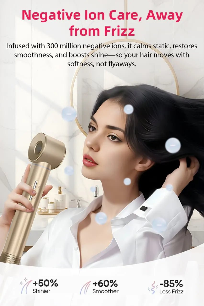 Toree 5-in-1 Hair Styling Tool Set - Multi-Function Hair Dryer, Curler, Straightener & Volumizer - Golden - Image 9