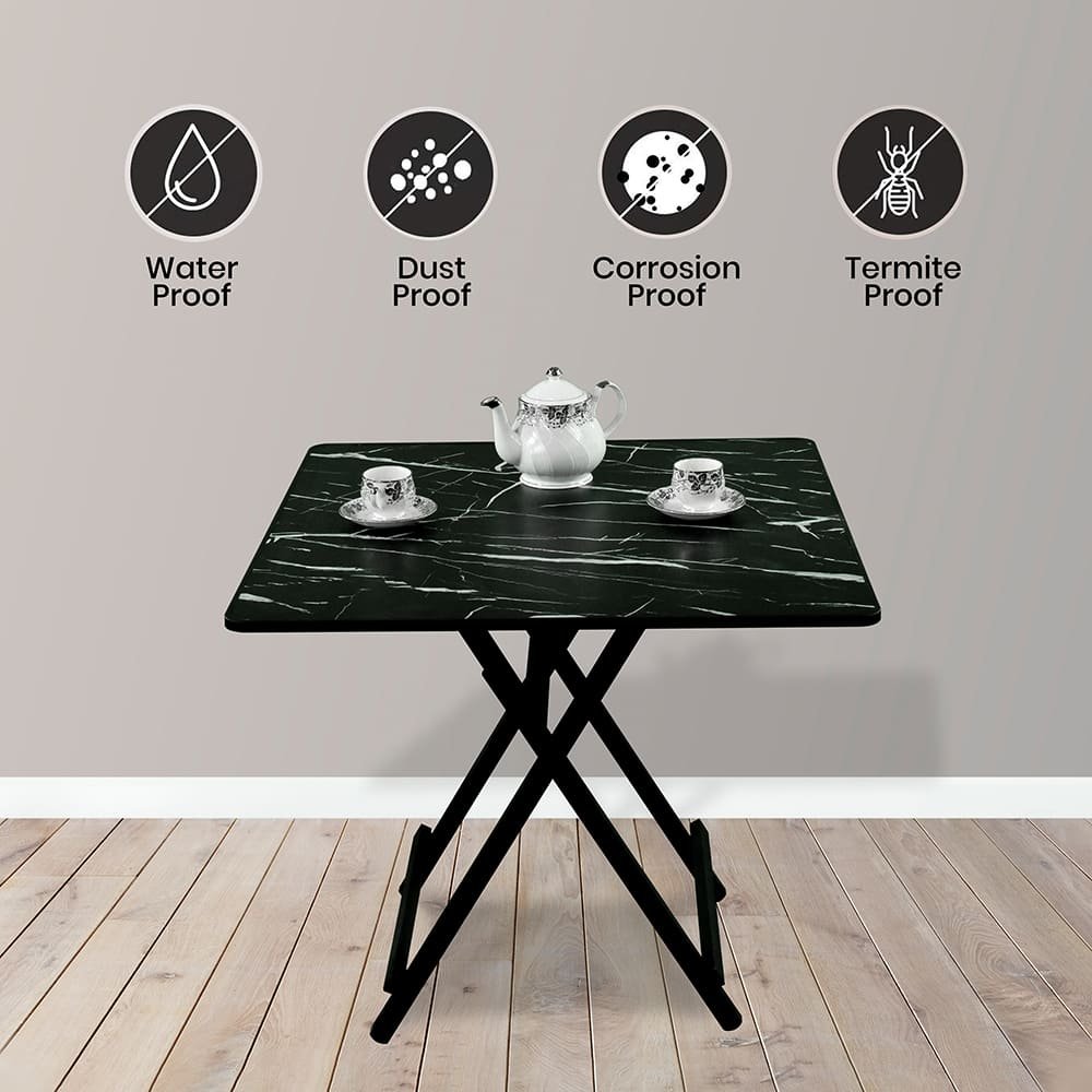 SND Homes Foldable Solid Wooden Coffee Table and Computer Table/Work Desk for Kids/Adults, Lightweight, Durable, Waterproof, Termite and Dust Proof – No Assembly Required (80cm x 80cm Black) - Image 4