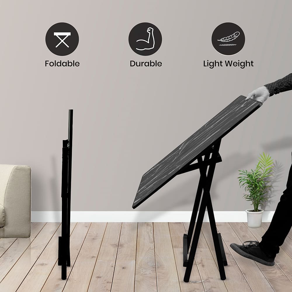 SND Homes Foldable Solid Wooden Coffee Table and Computer Table/Work Desk for Kids/Adults, Lightweight, Durable, Waterproof, Termite and Dust Proof – No Assembly Required (80cm x 80cm Black) - Image 5