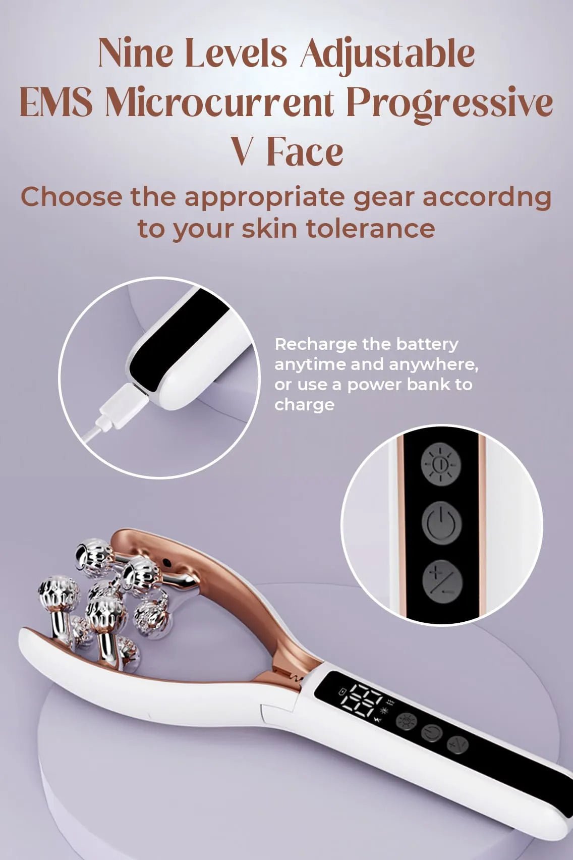 Toree Electric 3D Face Slimming Roller Massager – Rechargeable Lifting & Tightening Device for Face, Neck & Body Massage - Image 4