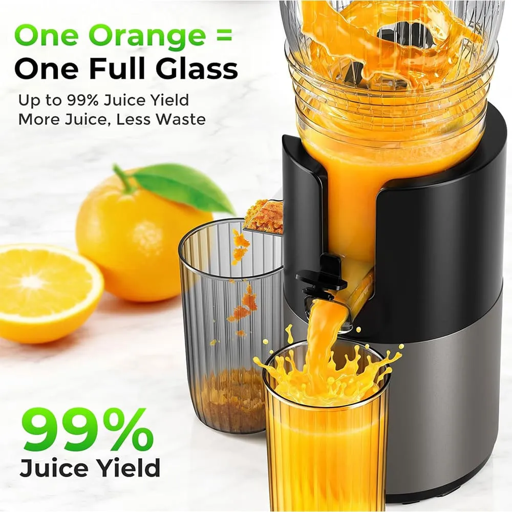 Toree Juicer Machine, 148 mm Large Feed Chute Slow Masticating Cold Press Juicer for Whole Fruits & Vegetables, Easy to Clean, High Juice Yield - Image 3