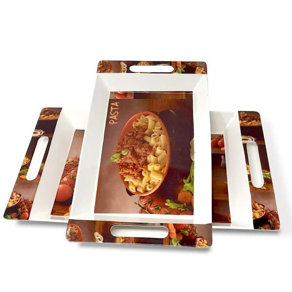 UPC Melamine Tray with Handles Set of 2 (Medium and Large Size) - Roseate Series Tray