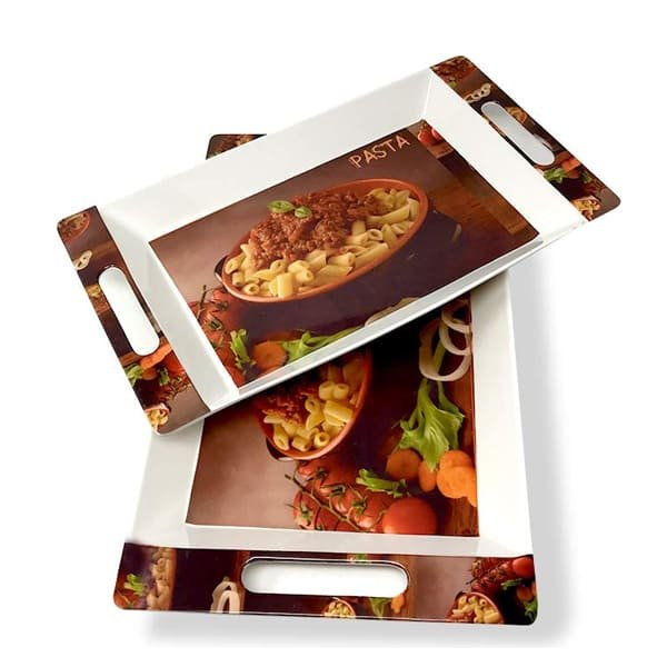 UPC Melamine Tray with Handles Set of 2 (Medium and Large Size) - Roseate Series Tray - Image 2