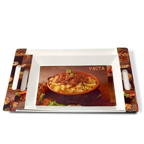 UPC Melamine Tray with Handles Set of 2 (Medium and Large Size) - Roseate Series Tray - Image 3