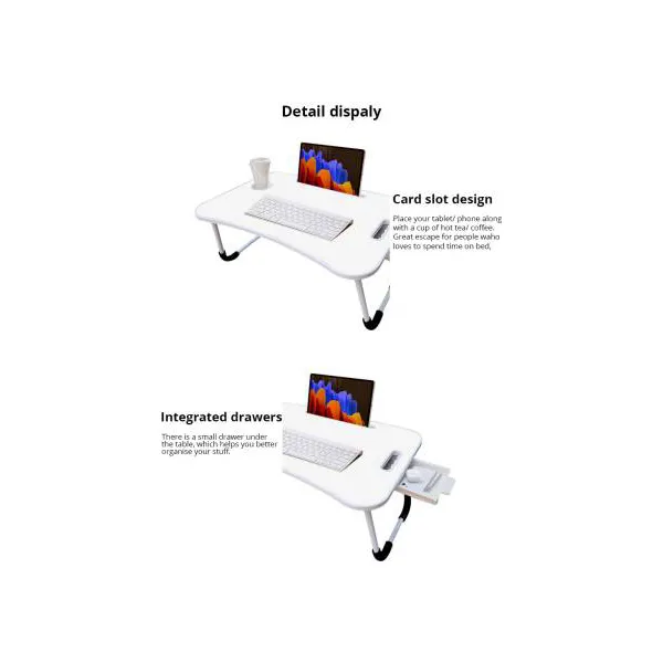 SND Homes Wood Portable Laptop Table (Finish Color - Ivory) - Image 3