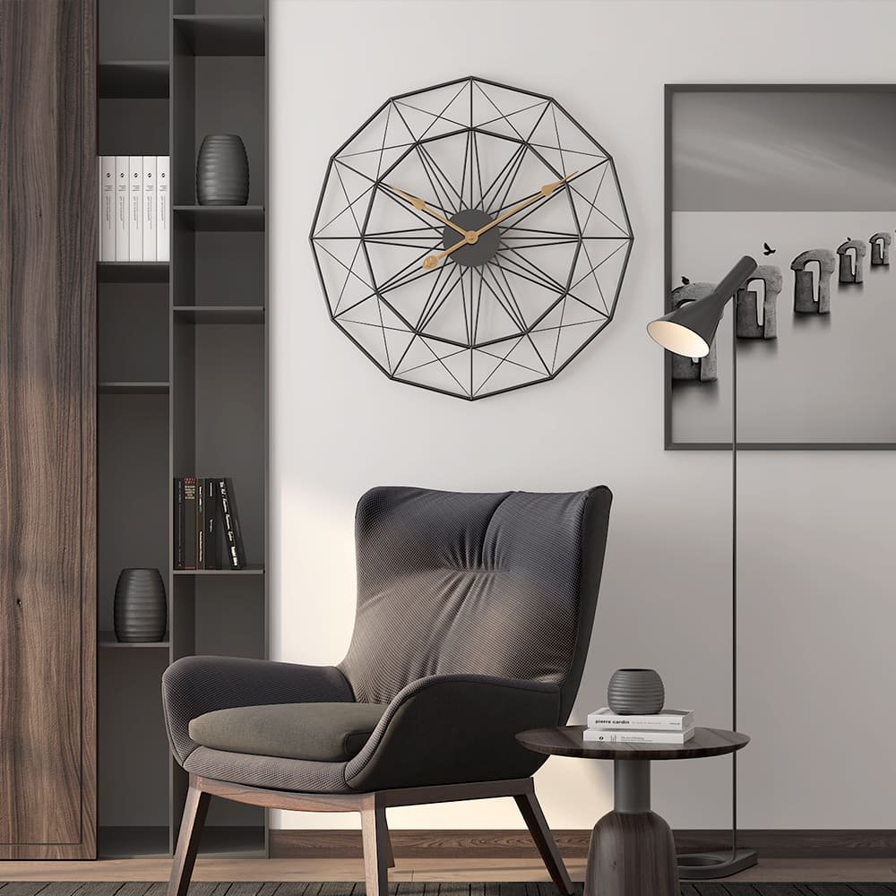 SND Designer Wall Clock, Spider Net Design Wall Clock for Living Room, Bedroom, Kitchen - Gold, 60 cm - Image 4