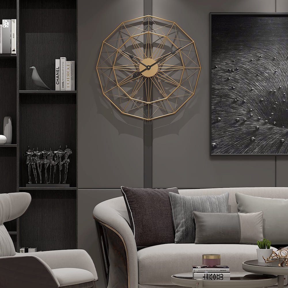 SND Designer Wall Clock, Spider Net Design Wall Clock for Living Room, Bedroom, Kitchen - Gold, 60 cm - Image 5