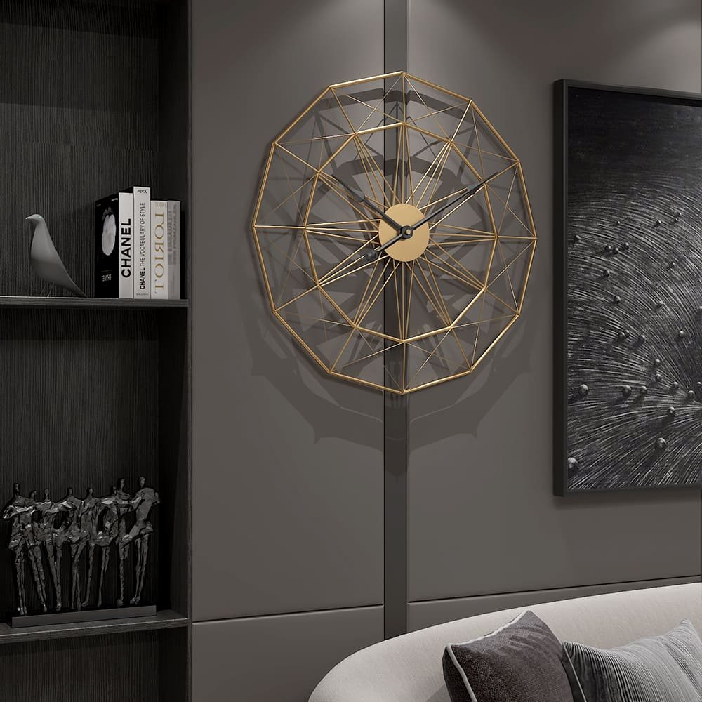 SND Designer Wall Clock, Spider Net Design Wall Clock for Living Room, Bedroom, Kitchen - Gold, 60 cm - Image 6