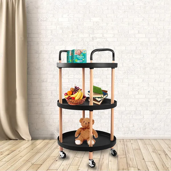 SND Homes 3 Tier Round Rolling Cart Trolley –…