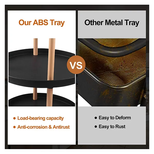 SND Homes 3 Tier Round Rolling Cart Trolley - Black. - Image 5