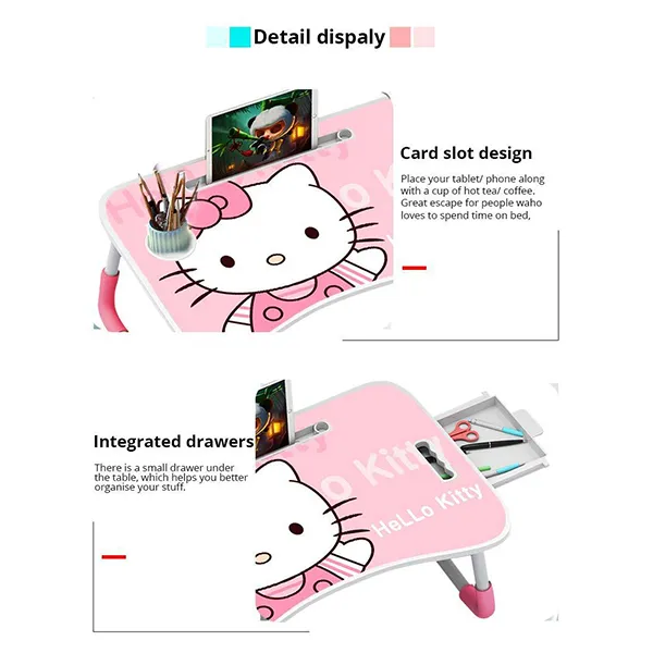 SND Homes Multi-Purpose Foldable Laptop Table Size: 60 X 40 X 27 (Graffiti Brown) - Image 2