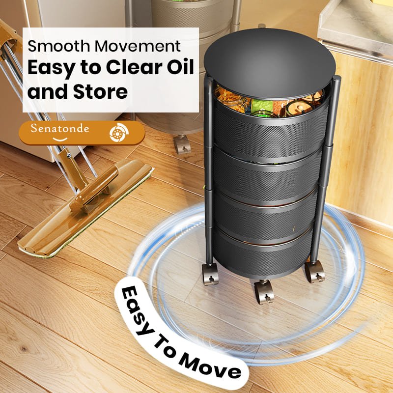 SND Home 5 Layer Round Rotating Fruits & Vegetables Storage Shelves Basket Rolling Rack with Breakable Wheels for Kitchen Bathroom Office (Black) - Image 8