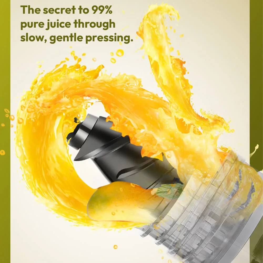 Toree Juicer Machine, 148 mm Large Feed Chute Slow Masticating Cold Press Juicer for Whole Fruits & Vegetables, Easy to Clean, High Juice Yield - Image 8