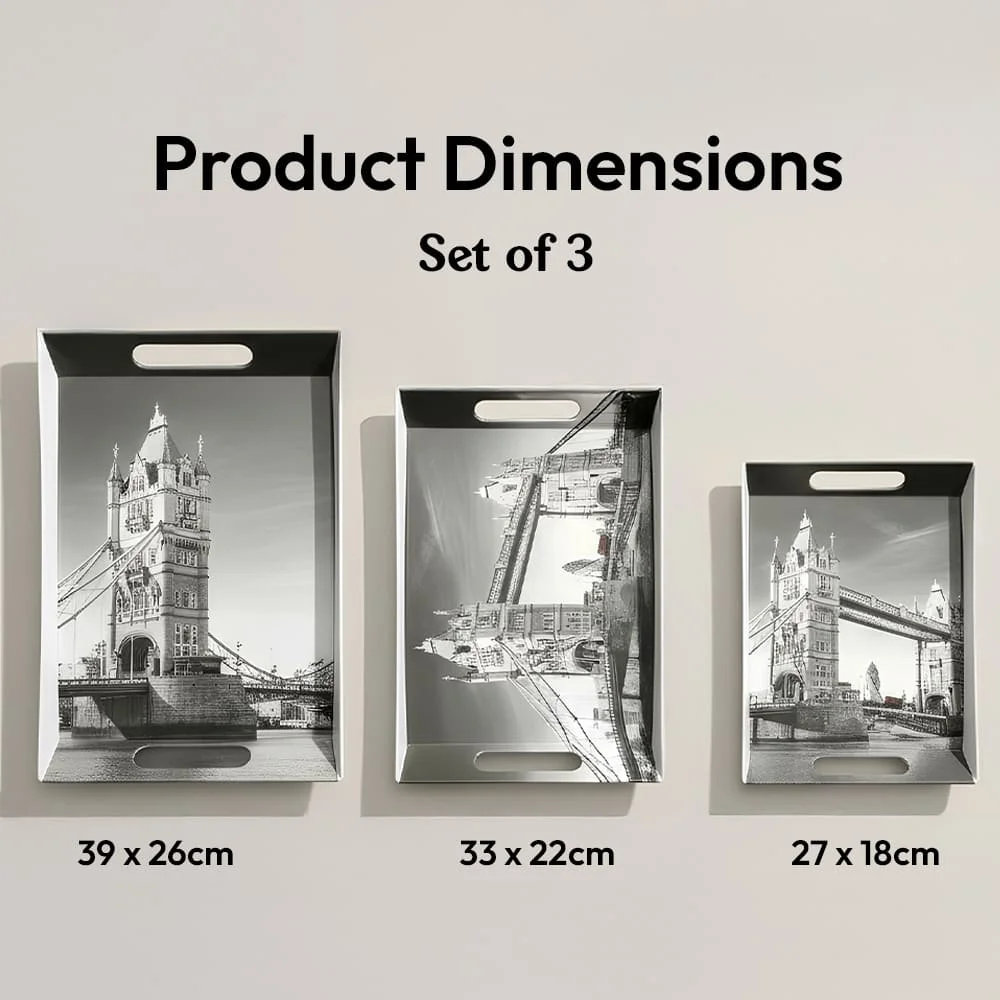 SND Homes Premium Shape-Vilora Modern Designs Melamine Break Resistant Serving Tray (Set of 3 - S, m, L) - Image 7