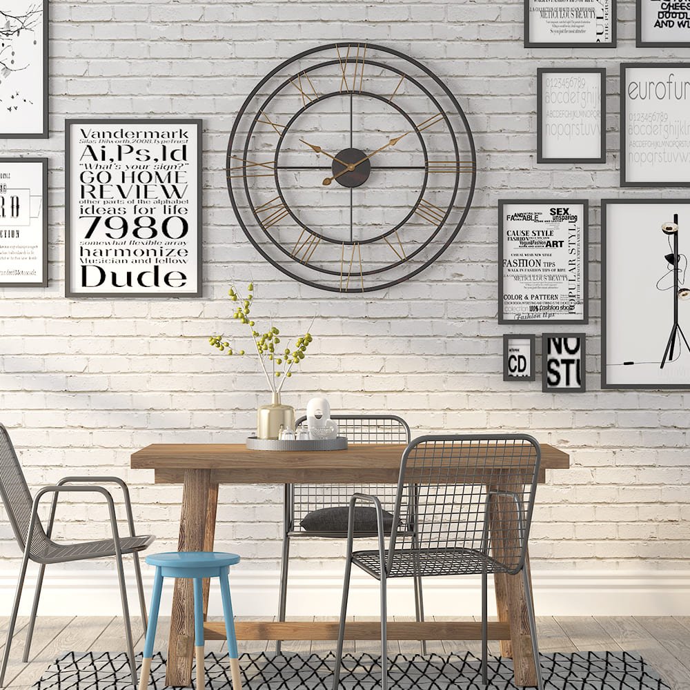 SND Designer Metal Triple Ring Retro Wall Clock for Living Room Bedroom Office Bar Decor - Black - Gold, 50cm - Image 10