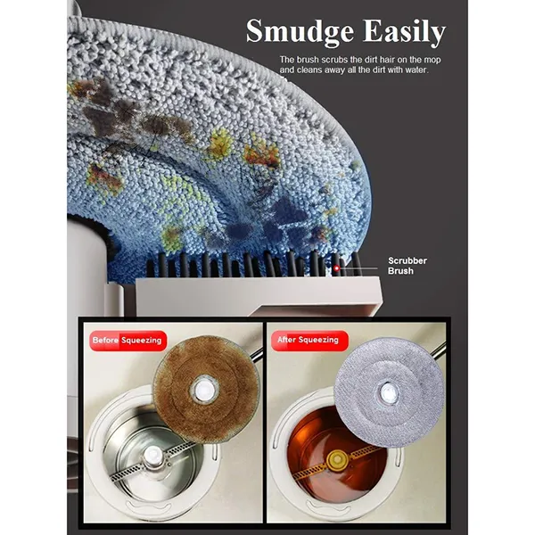 SND Homes Pure Stainless Steel Revolutionized Spin Mop Equipped with Elution Scrubber Technology - Image 3