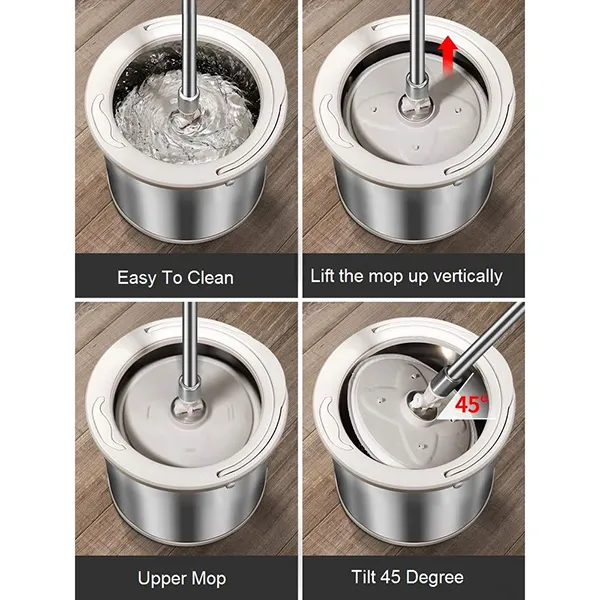 SND Homes Pure Stainless Steel Revolutionized Spin Mop Equipped with Elution Scrubber Technology - Image 6