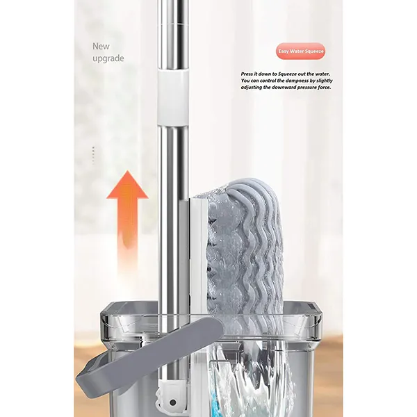 SND Homes Sponge mop with Nano Super Absorbent Sponge Technology, for Mopping and Soaking Water, 2 Compartment Bucket for wash and Squeeze - Image 2